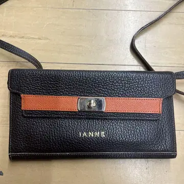 IANNE 가죽 숄더백 블랙/오렌지