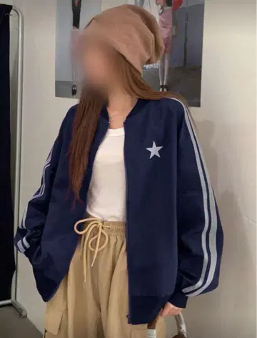 DAZY 별 패턴 사이드 집업 봄버 자켓 Y2K 가을 옷 아우터