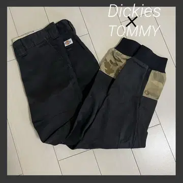 Dickies TOMMY 콜라보 블랙 카모플라쥬 카고 팬츠 XL