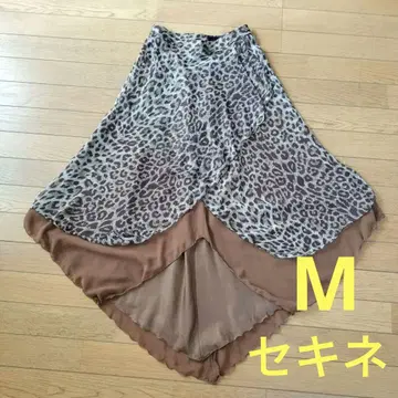 세키네 댄스 레오파드 무늬 플레어 스커트 브라운 계열