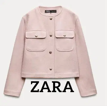 ZARA 노카라 자켓 핑크 S