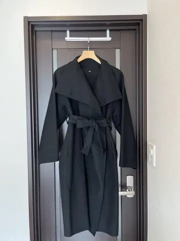 블랙 롱2WAY 코트 벨트 포함