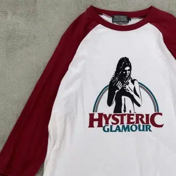 Hysteric Glamour 래글런 롱T 화이트 레드 히스걸 L