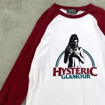 Hysteric Glamour 래글런 롱T 화이트 레드 히스걸 L