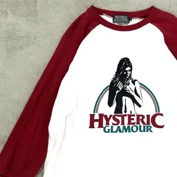 Hysteric Glamour 래글런 롱T 화이트 레드 히스걸 L