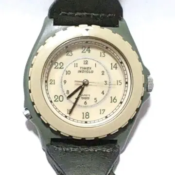 [ TIMEX ] 사파리 INDIGLO 쿼츠 손목시계 그린 작동품