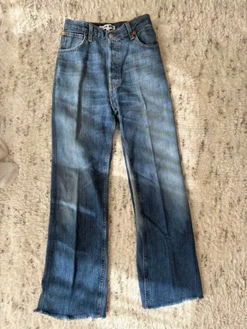 REDONE 부츠컷 데님 옅은 파랑 데미지 가공