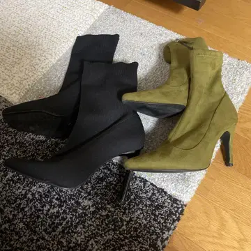 ZARA 니트 부츠 블랙 SLY 올리브 그린 하이힐