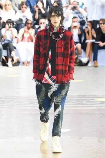 sacai 체크 셔츠 자켓 블루종