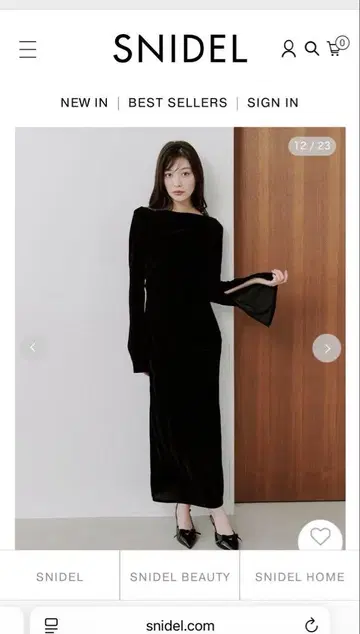snidel 플로키 벨로아 드레이프 드레스