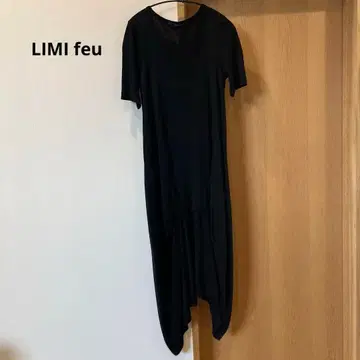 리미푸 비대칭 티셔츠 원피스 블랙 반팔