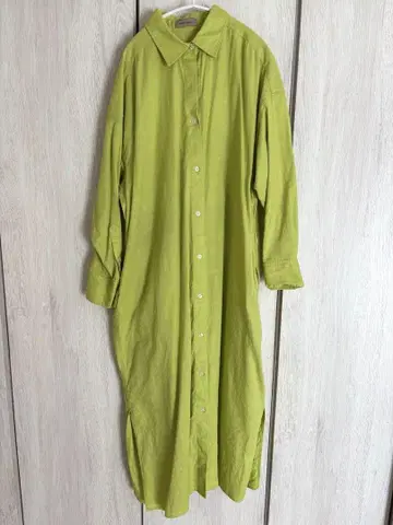 BEAMS LIGHTS 셔츠 원피스 38 라임 그린