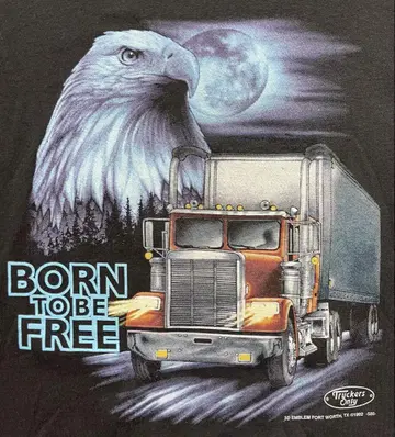 Truckers Only BORN TO BE FREE 90s 티셔츠