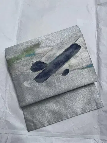 나고야 오비 실버 순수 실크