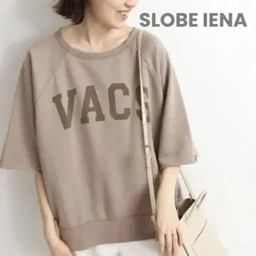 새상품급 SLOBE IENA 로고 맨투맨 반팔 티셔츠 브라운