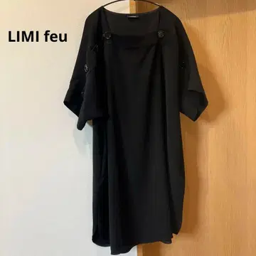 리미푸 미착용 블랙 버튼 반팔 원피스