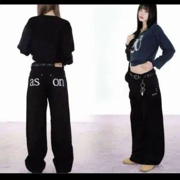 블랙 데님 와이드 팬츠 as on as'on 아즈온 한국