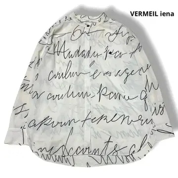 VERMEIL par iena 긴팔 셔츠 노카라 올 패턴 화이트