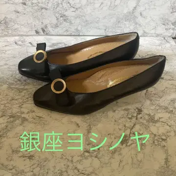 긴자 YOSHINOYA 블랙 리본 펌프스