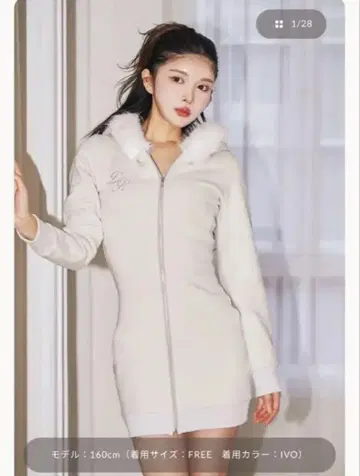 Darich 후드 퍼 맨투맨 미니 원피스