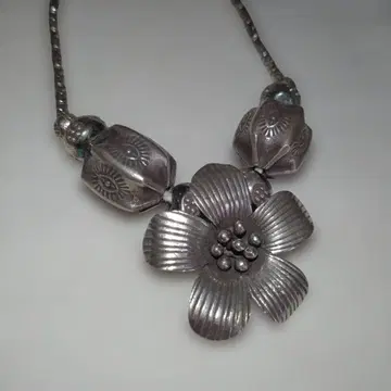 카렌 실버 비즈 목걸이 순은 925 스털링 에스닉