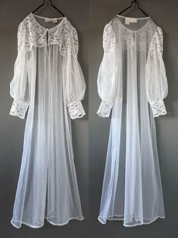 빈티지 80s USA 특수 벌룬 레이스 화이트 원피스 드레스 새상품급