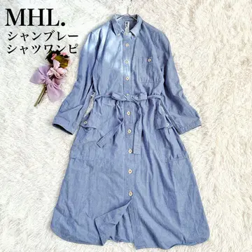 MHL 샴브레이 데님 셔츠 원피스 프론트 오픈 2way