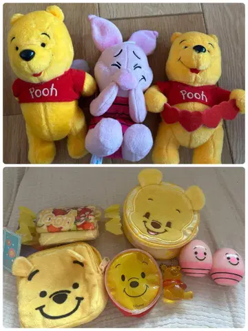 곰돌이 푸 굿즈 묶음 판매 봉제 인형 파우치 손수건 미니어처