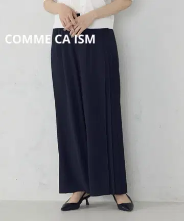COMME CA ISM 여성용 팬츠 사이드 플리츠 네이비 M 9호
