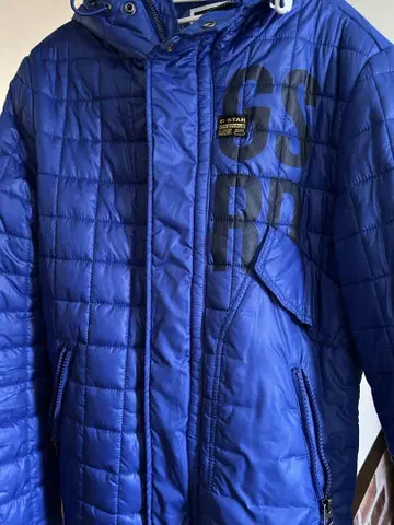 G-STAR 퀼팅 다운 자켓 파랑