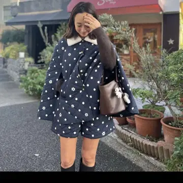 도트 무늬 퀼팅 자켓