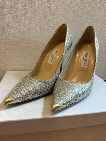 Jimmy Choo 실버 글리터 펌프스 38.5 25cm