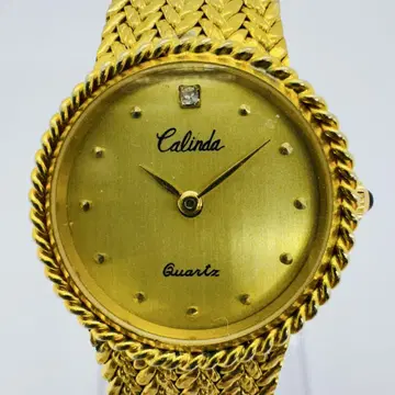 CALINDA 카린 다 스톤 골드 다이얼 쿼츠 손목시계