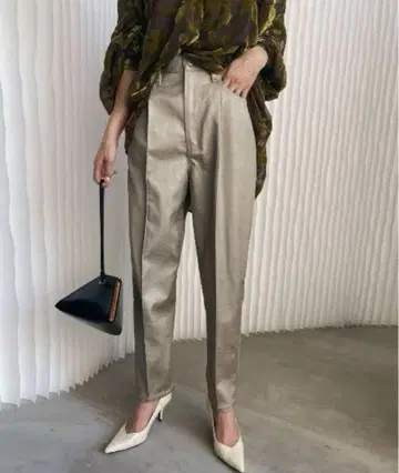AMERI DENIM DETAIL FAKE LEATHER PANTS