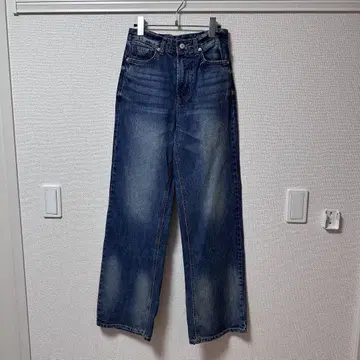 폴린 블루 하이웨스트 스트레이트 데님 블루