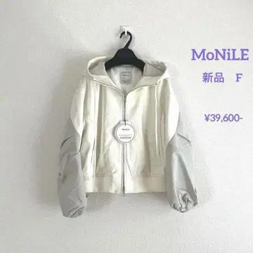 MoNiLE 볼륨 소매 후드티 블루종 에코 가죽