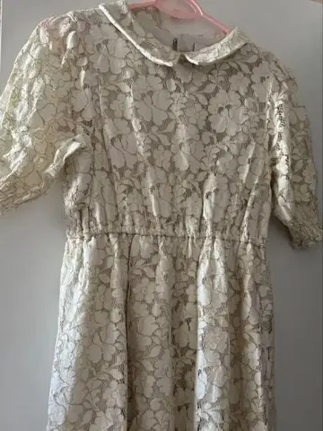 LEBECCA boutique 반팔 레이스 원피스 크림색
