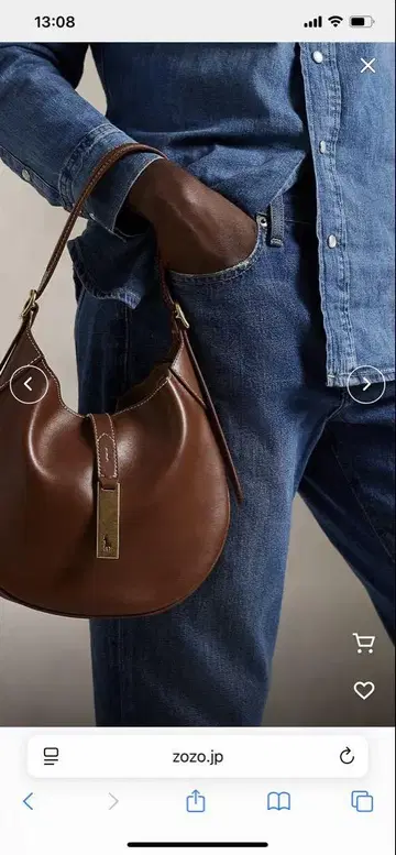 [ 새상품급 ] Polo ID 가죽 스몰 숄더 백 브라운