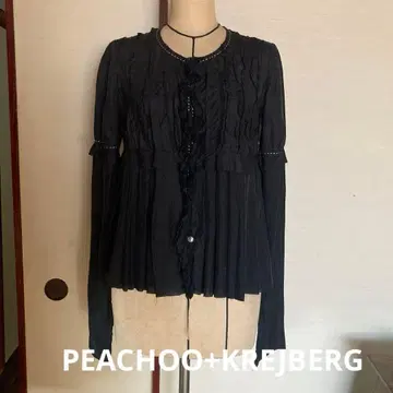 PEACHOO+KREJBERG 플리츠 긴팔 블라우스