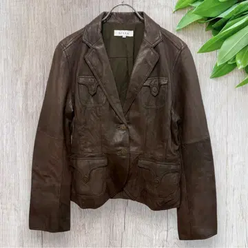 bitte 여성용 라이더 가죽 자켓 양가죽 100% 브라운