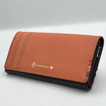 새상품급 까스텔바작 CASTELBAJAC 장지갑 오렌지 가죽