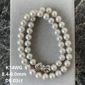 K14WG 클래스 펄 목걸이 8.4-9.0mm D0.03ct
