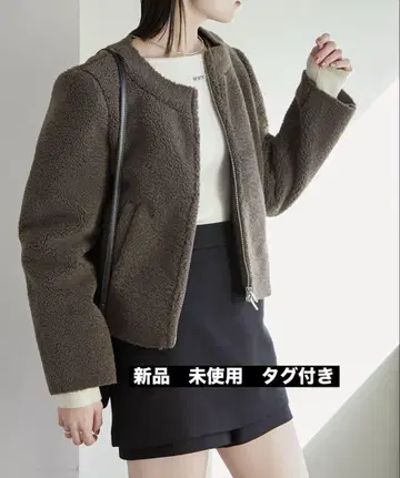 브라운 보아 자켓 숏 기장