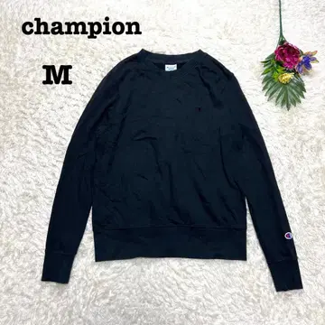챔피온 얇은 소재 트레이닝복 원포인트 로고 자수 블랙 면 긴팔 M