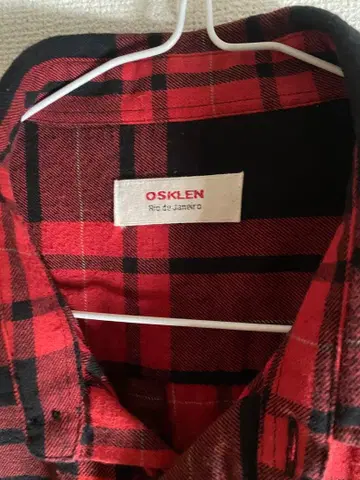 OSKLEN 빨검 체크 무늬 긴팔 플란넬 셔츠