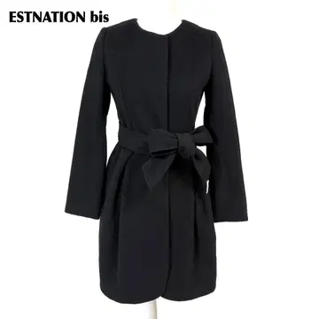 [새상품급] ESTNATION bis 노카라 울 코트 36 블랙