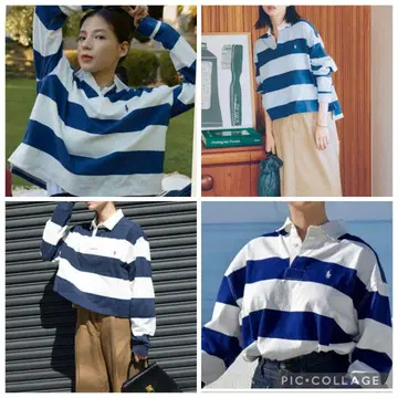 랄프 로렌 코튼 크롭 럭비 셔츠 라거 셔츠
