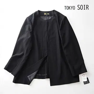 미사용 도쿄 소와르 SOIR 노카라 자켓 블랙 21 빅 사이즈