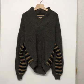 CASSINI UOMO 올드 3D 보더 절개 숄카라 니트