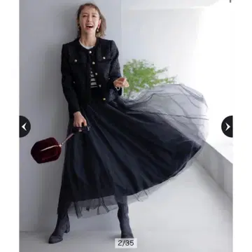 JUSGLITTY 미카 씨 콜라보 트위드 자켓 블랙